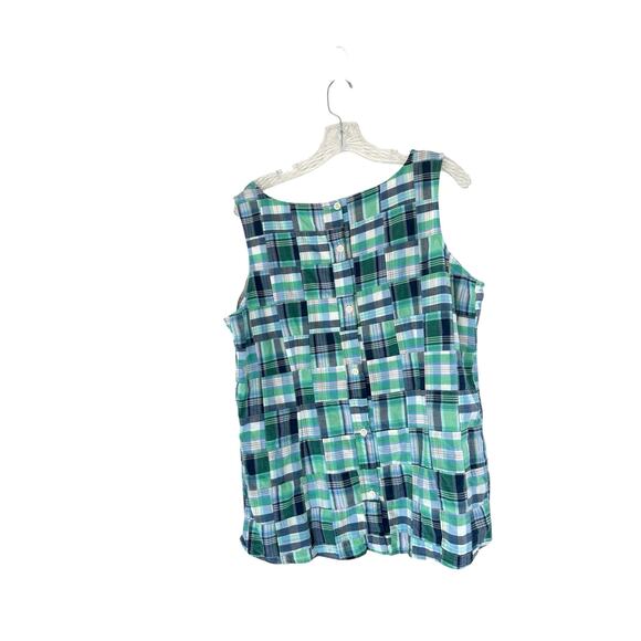 Talbots Plus Patchwork Sleeveless Madras Heritage Plaid Sleeveless Top Size 1X - Picture 7 of 10